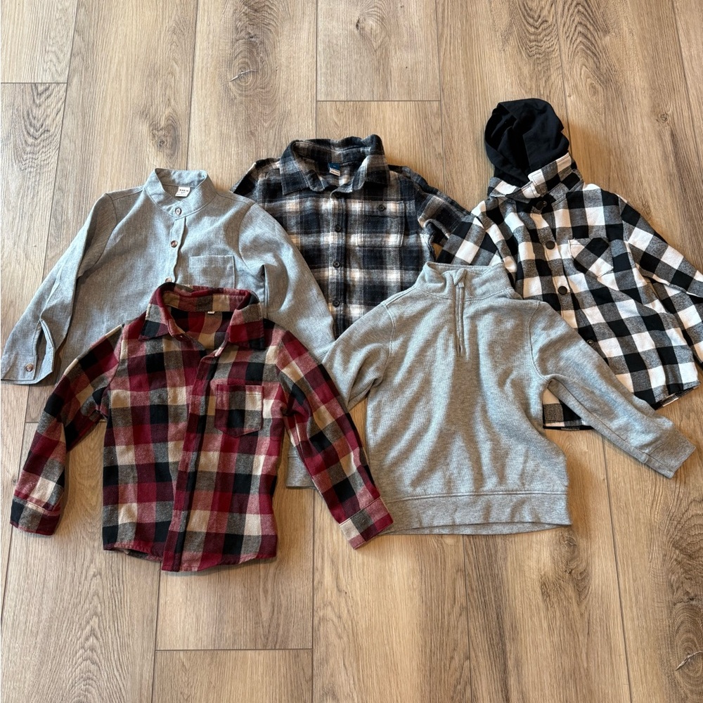 Bundle!!! Kids Plaids, Gray Button Down Shirts, & Zip up